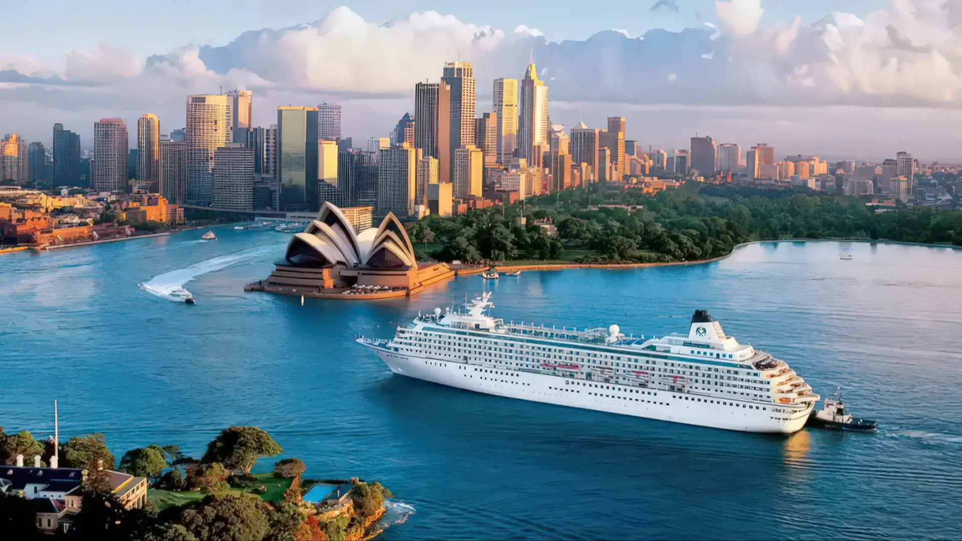 A Crystal Cruises premium cruise ship at sea